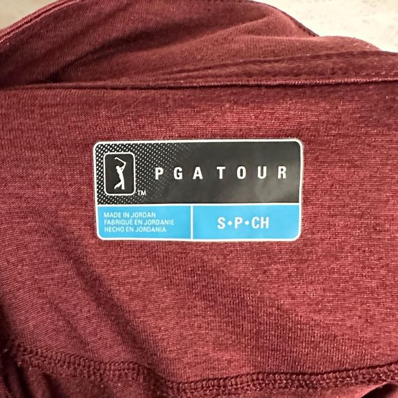 PGA Tour Dark Red Stripped 1/4 Zip Men's Pullover, Small, Pre-owned - Picture 6 of 7